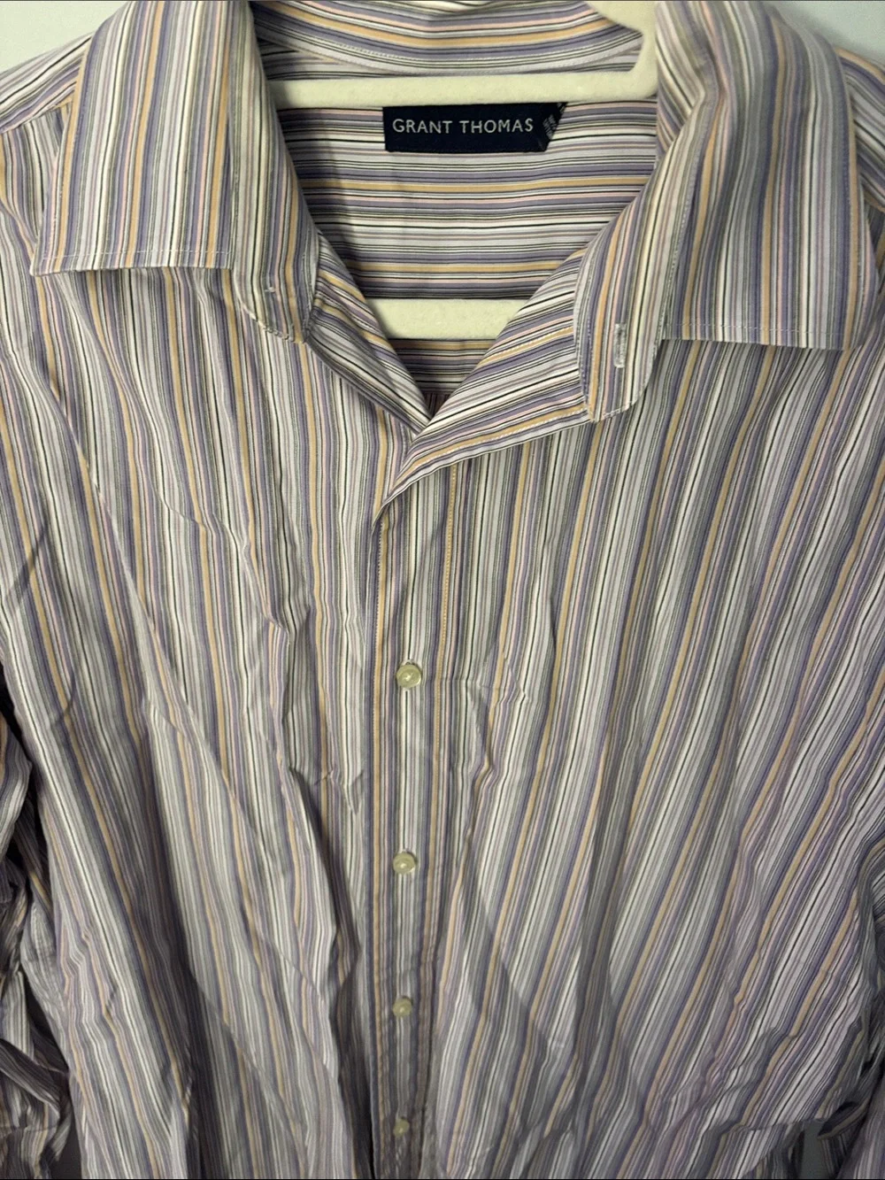 Grant Thomas Lavender Stripe Long-Sleeve Dress Shirt